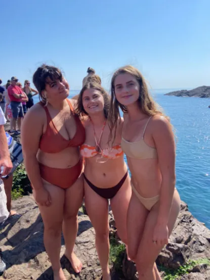 Three women at the beach