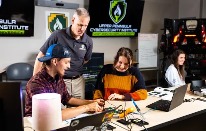 Students and instructor at Upper Peninsula Cyber Security Institute