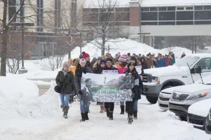 Students during MLK Day on-campus march