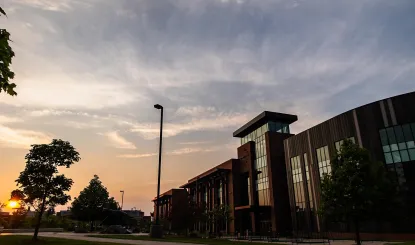 Sunset picture over Jamrich Hall
