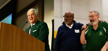 Steve Mariucci speaking and Panelists speaking