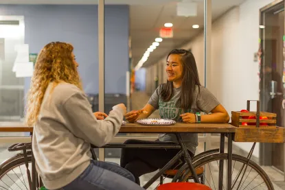 Students in the Woods kitchen