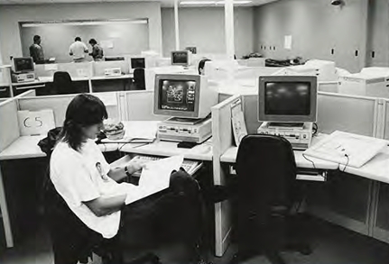 Person in computer room