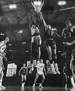 Hedgecock gym, basketball players