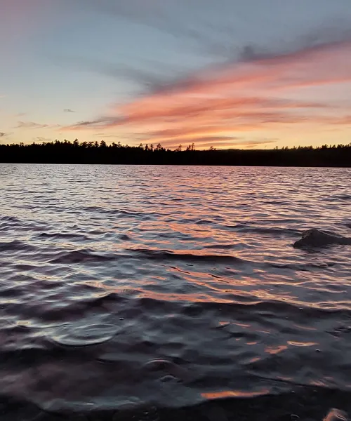 Sunset over a northern lake
