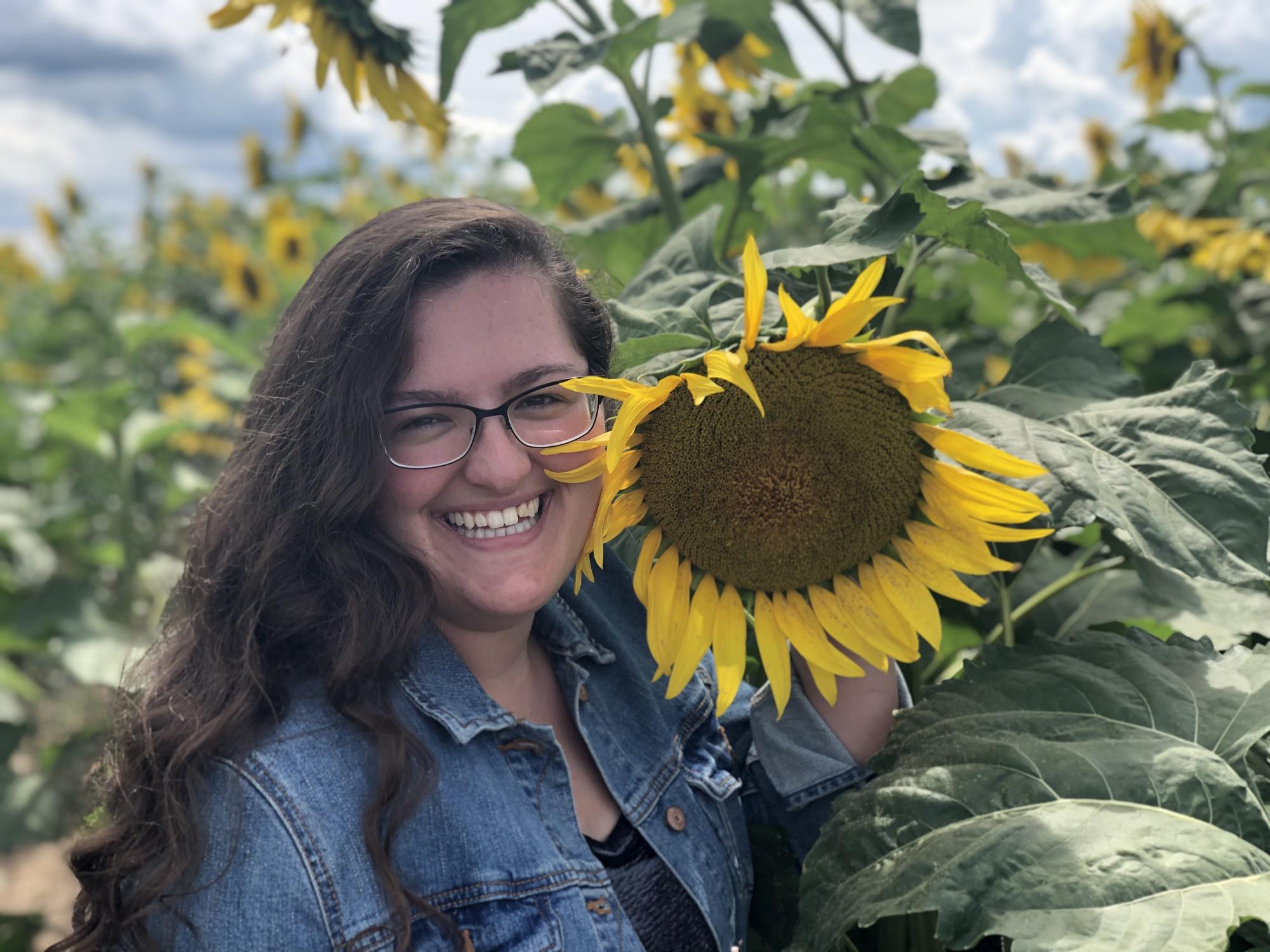 Sarah with sunflower