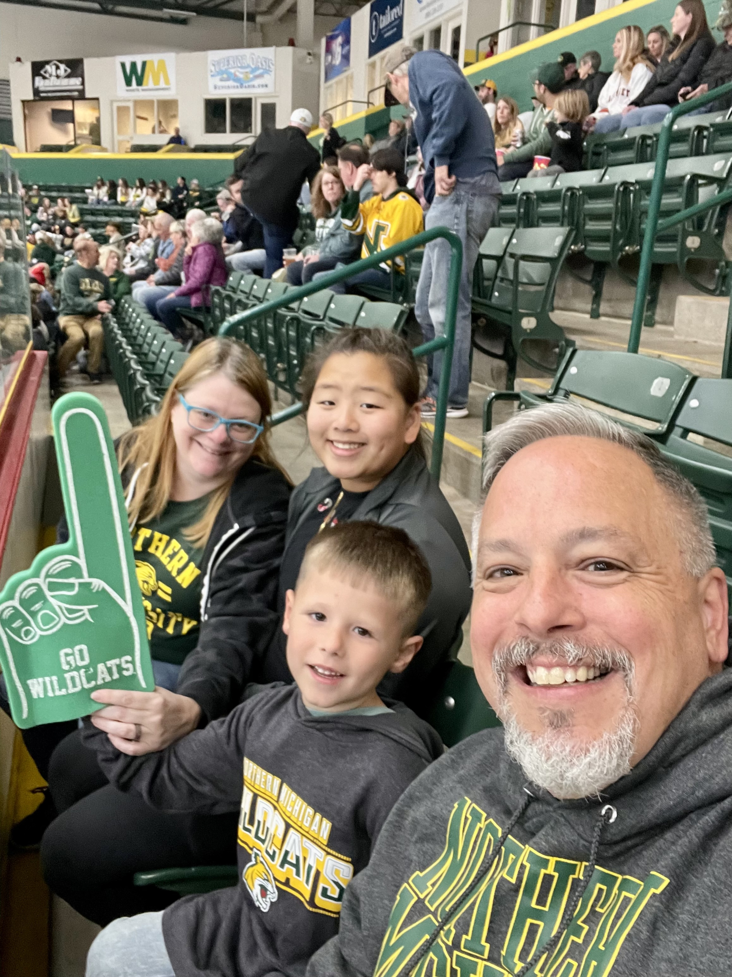 Family at a hockey game