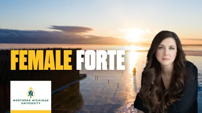 "Female Forte" Next to picture of Amber Liddy over sunset photo