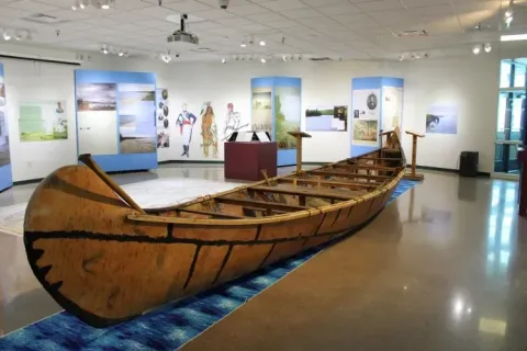 Beaumier UP Heritage Center interior showing a canoe on display