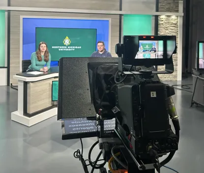 Students in tv studio
