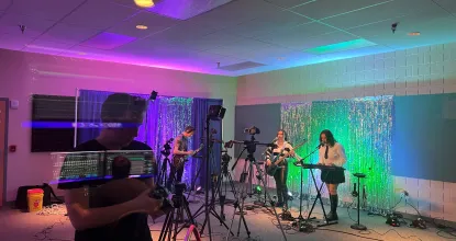 Students producing music