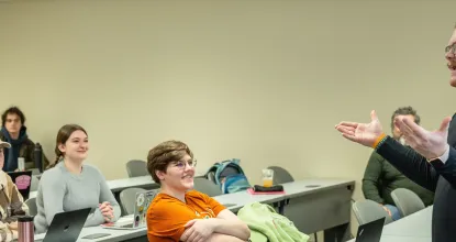 student presenting