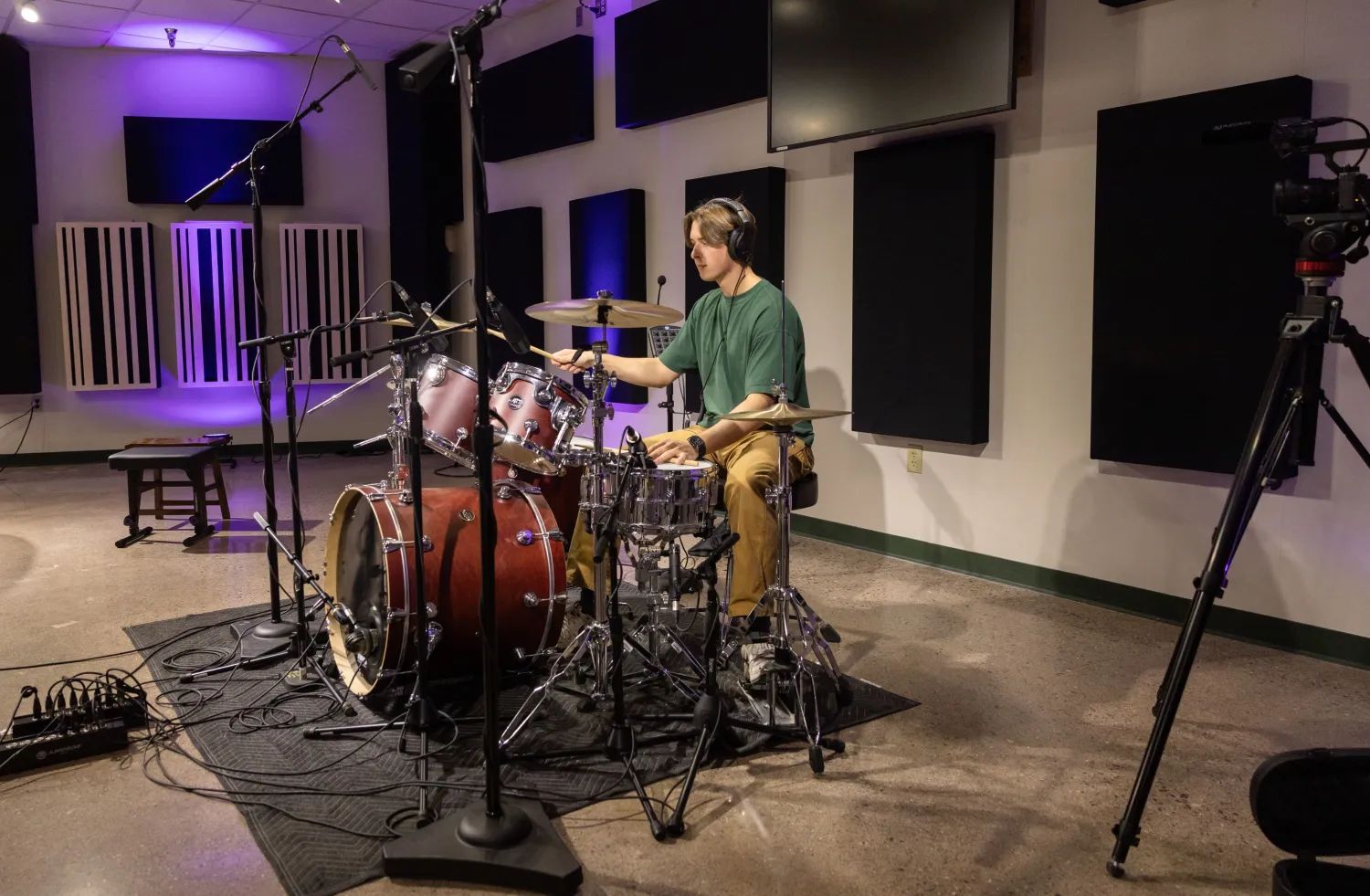 student drumming