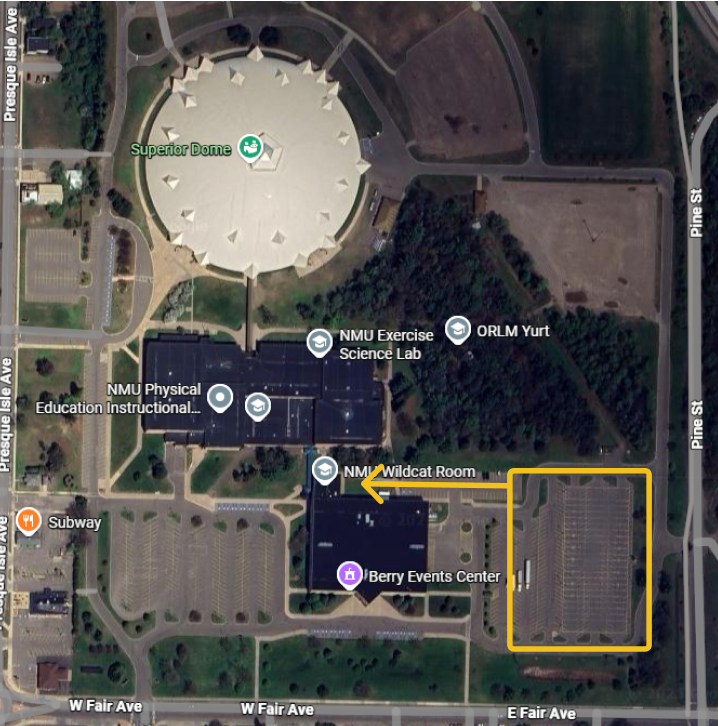 Map indicating where students should park