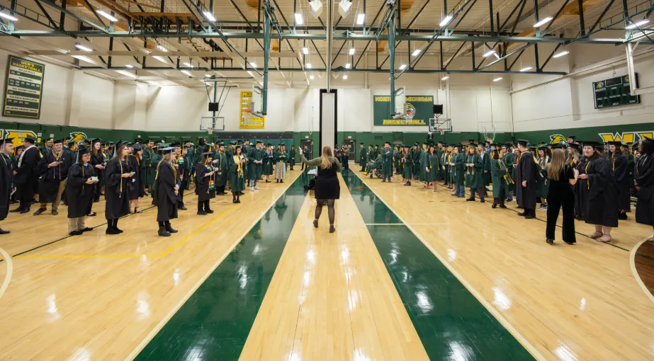 Students lining up at the PEIF before marching to the Northern Dome