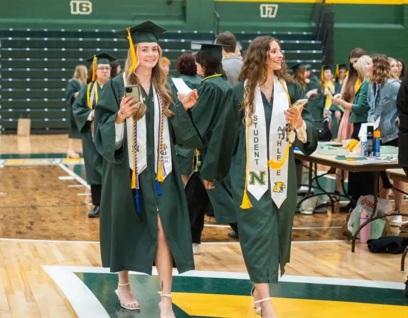 Graduates checking in for graduation