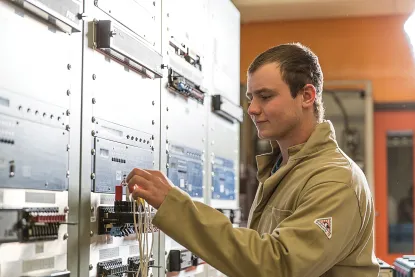 Electrical student at work