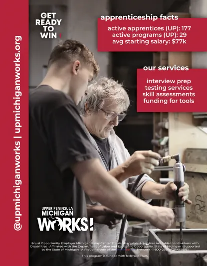 Ad showing young male apprentice and mentor