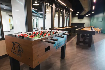 foosball table at the den