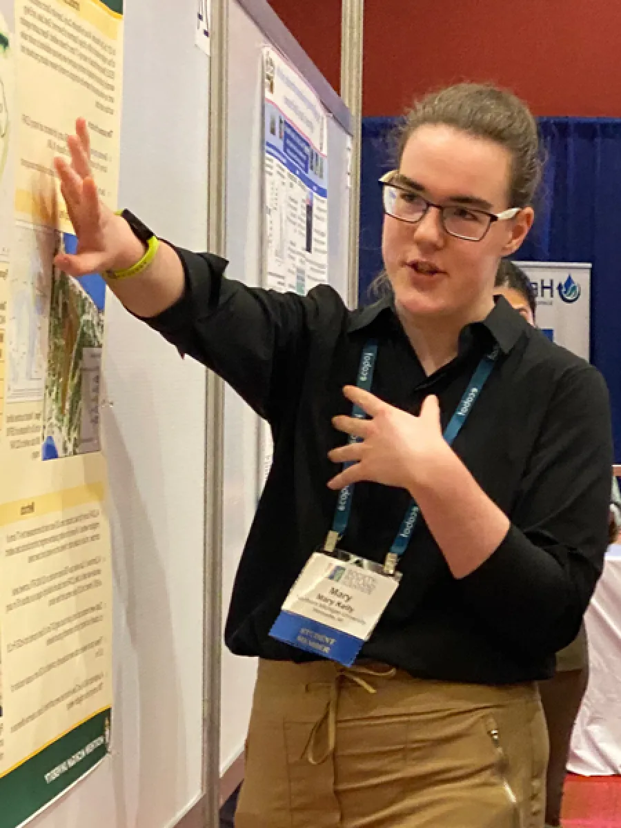 Mary Kelly, Environmental Science student, presenting research at a conference.