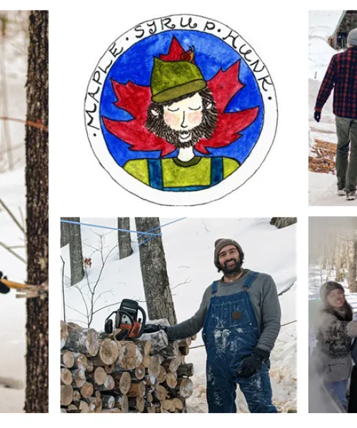 Mosaic of students on field trip to Maple Syrup Hunk