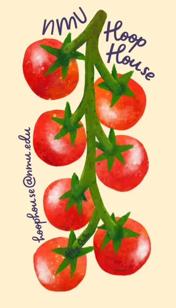 Hoop House sticker featuring tomatoes made by Abby Owen
