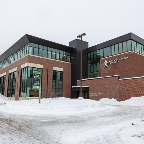 The exterior of the newly renovated Harden Hall on the campus of NMU. 