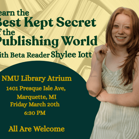 Image advertising a beta reader event at the library.