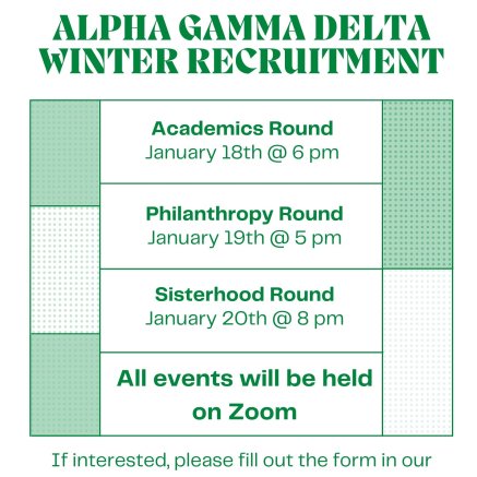 Alpha Gamma Delta Winter Recruitment Schedule