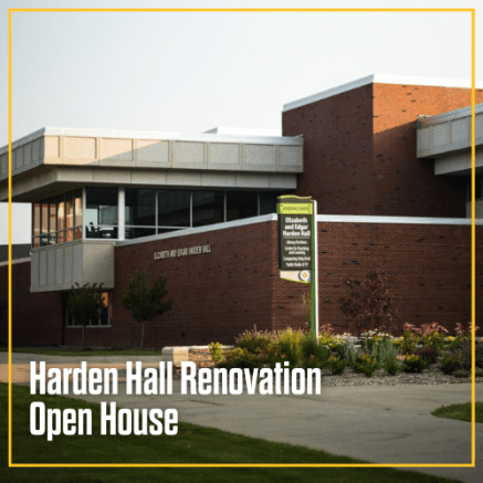 "Harden Hall Renovation Open House" with a picture of Harden Hall