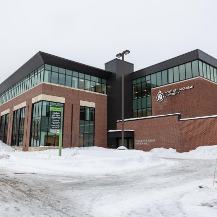 The exterior of the newly renovated Harden Hall on the campus of NMU. 