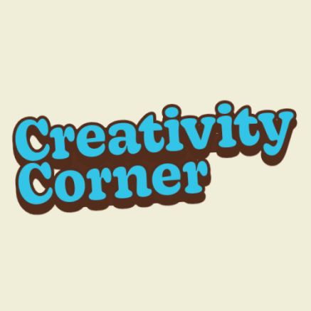 Creativity Corner in bubble letters on a tan background