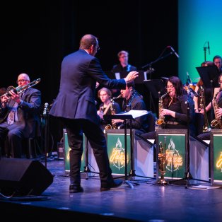 Dr. Mark Flaherty directs one of the NMU Jazz Ensembles