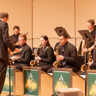 Dr. Mark Flaherty directs one of the NMU Jazz Ensembles