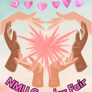 Hands arranged to create a heart with a pink firework inside