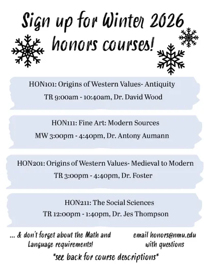 List of Winter 2026 Honors Courses, Page 1