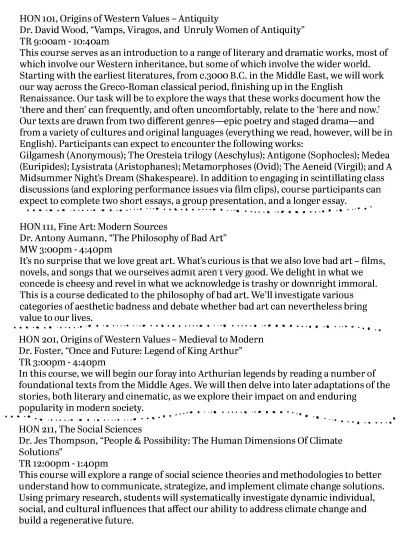List of Winter 2026 Honors Courses, Page 2