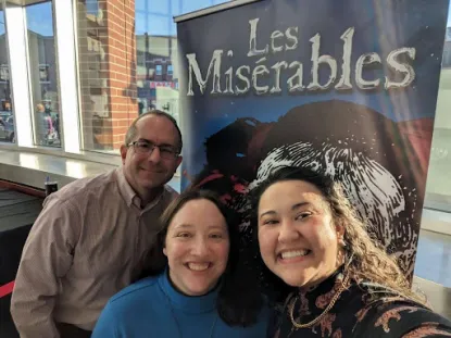 Michael Joy (Honors Director), Sam Marier (Administrative Assistant), and former Honors Student Ambassador, Veronica Line, at the Les Miserables play in Appleton.