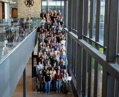 2026 Honors Program Students group photo on stairs of NMU's Northern Center