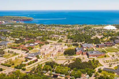 Aerial photo of NMU's campus 