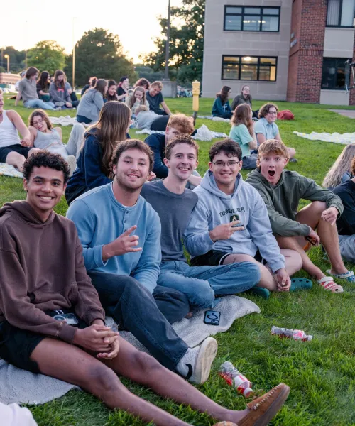 Students sitting outside