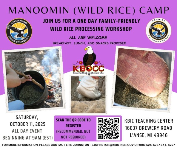 Manoomin Wild Rice Camp - KBIC Teaching Center - Oct 11th - All Day Event
