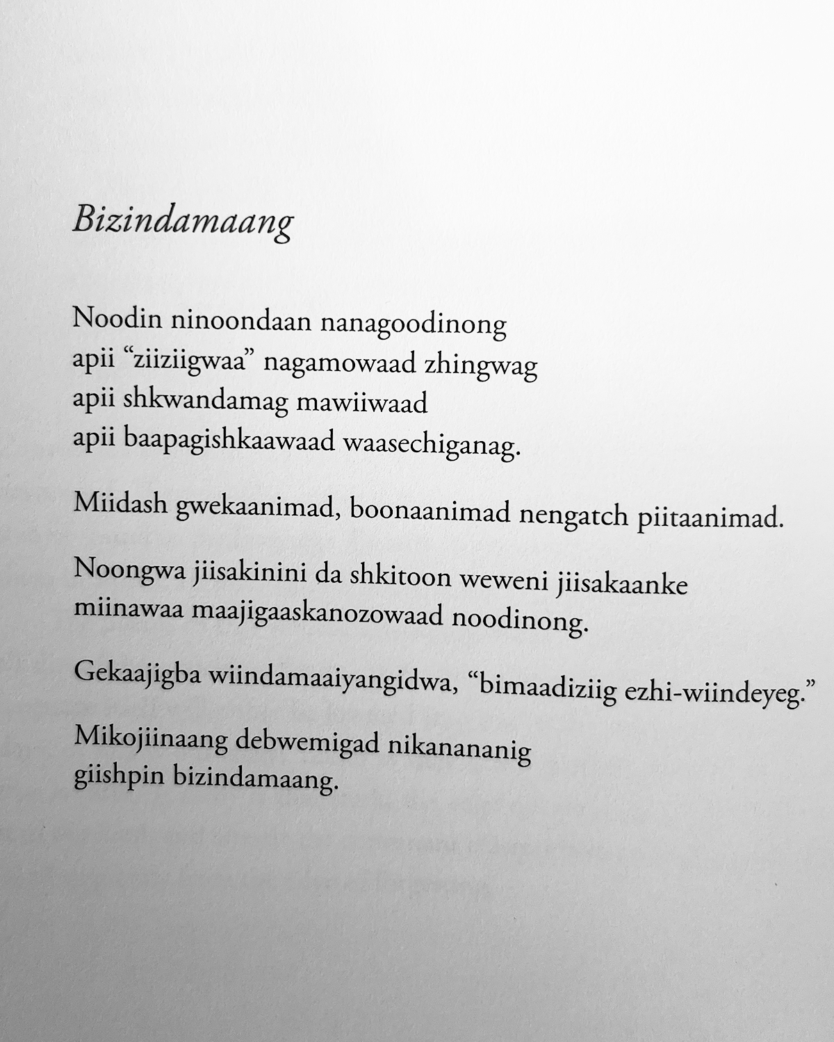 Bizindamaang by Margaret Noodin 