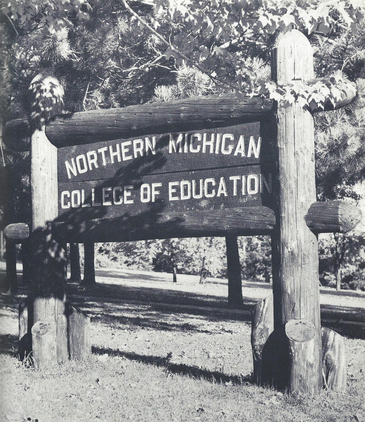 Northern Michigan College of Education sign in 1949