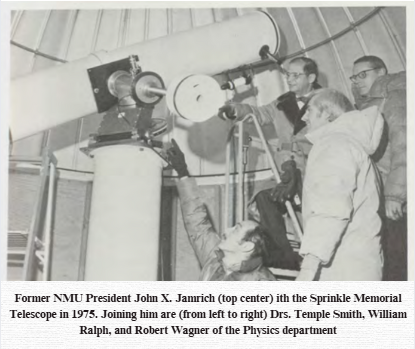 John Jamrich, Temple Smith, William Ralph, and Robert Wagner with the Sprinkle scope