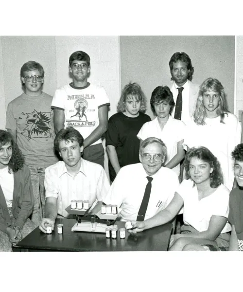 Northern Michigan University. Office of the Photographer. John Kiltinen and Group of Seaborg Summer Science Academy Students (Part of the NMU Historic Photographs Collection) [Photographs]. https://uplink.nmu.edu/node/48564