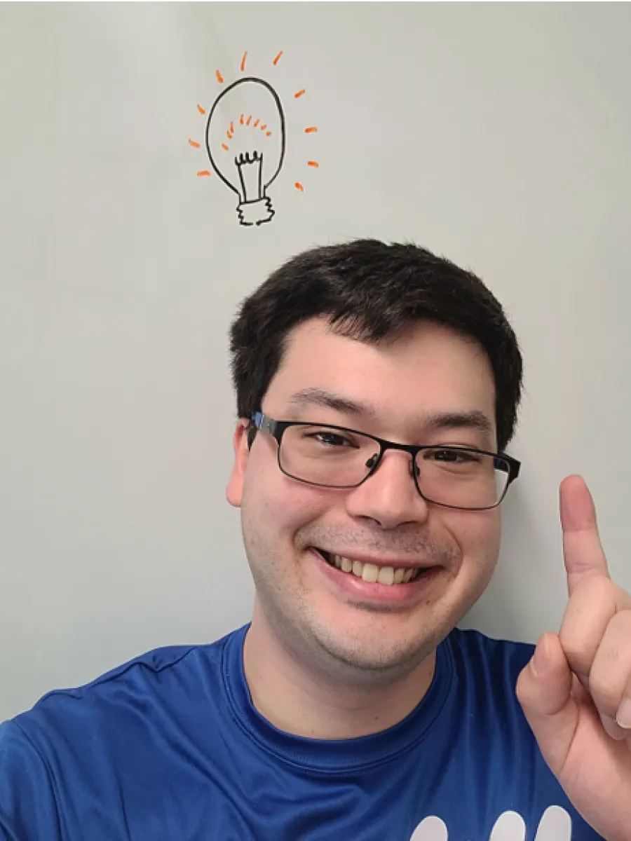 Picture of Scott Pomerville with a drawing of a lightbulb above his head