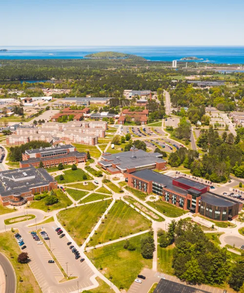 Ariel view of NMU's academic mall
