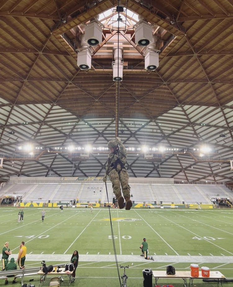 Cadet rappelling in superior dome