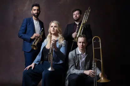 Publicity photo of The Westerlies (innovative brass quartet)